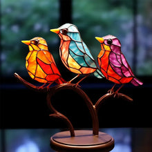 Laden Sie das Bild in den Galerie-Viewer, Vögel auf Zweigen Buntglasornamente
